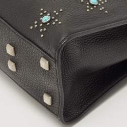 Pre Owned Valentino Black Leather Medium My Rockstud Rolling Top Handle Bag