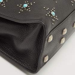 Pre Owned Valentino Black Leather Medium My Rockstud Rolling Top Handle Bag