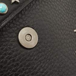 Pre Owned Valentino Black Leather Medium My Rockstud Rolling Top Handle Bag
