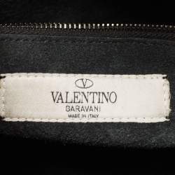 Pre Owned Valentino Black Leather Medium My Rockstud Rolling Top Handle Bag