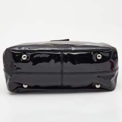 Pre Owned Valentino Black Patent Leather Crystals Catch Satchel