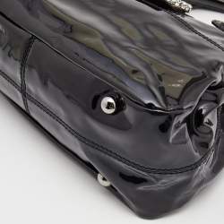 Pre Owned Valentino Black Patent Leather Crystals Catch Satchel