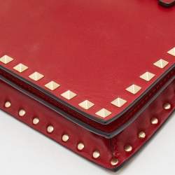 Valentino Red Leather Rockstud Wristlet Clutch