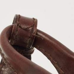 Pre Owned Valentino Dark Brown/Dark Blue Denim and Leather Catch Shoulder Bag