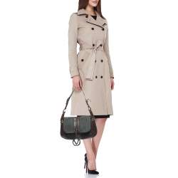 Pre Owned Valentino Dark Brown/Dark Blue Denim and Leather Catch Shoulder Bag