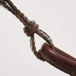 Pre Owned Valentino Dark Brown/Dark Blue Denim and Leather Catch Shoulder Bag