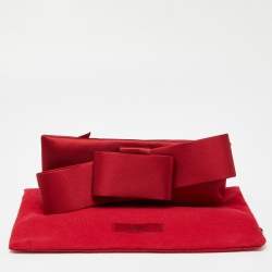 Pre Owned Valentino Red Satin Bow Clutch
