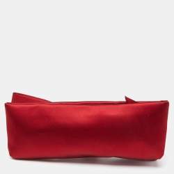 Pre Owned Valentino Red Satin Bow Clutch
