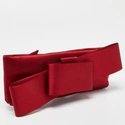 Pre Owned Valentino Red Satin Bow Clutch