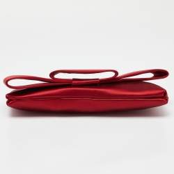 Pre Owned Valentino Red Satin Bow Clutch