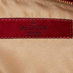 Pre Owned Valentino Red Satin Bow Clutch