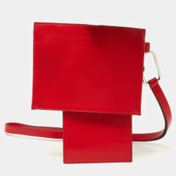 Pre Owned Valentino Red Leather VRing Double Wristlet Pouch