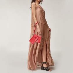 Pre Owned Valentino Red Leather VRing Double Wristlet Pouch