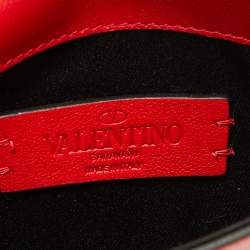 Pre Owned Valentino Red Leather VRing Double Wristlet Pouch