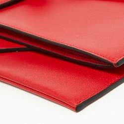 Pre Owned Valentino Red Leather VRing Double Wristlet Pouch