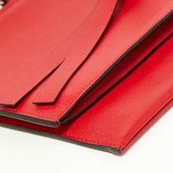 Pre Owned Valentino Red Leather VRing Double Wristlet Pouch