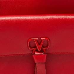 Pre Owned Valentino Red Leather VRing Double Wristlet Pouch