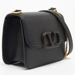 Pre Owned Valentino Black Leather Small VSling Shoulder Bag