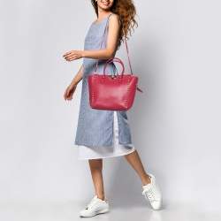 Pre Owned Valentino Pink Leather Rockstud Trapeze Tote
