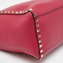 Pre Owned Valentino Pink Leather Rockstud Trapeze Tote