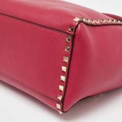 Pre Owned Valentino Pink Leather Rockstud Trapeze Tote