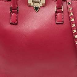 Pre Owned Valentino Pink Leather Rockstud Trapeze Tote