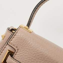 Valentino Beige Leather My Rockstud Top Handle Bag