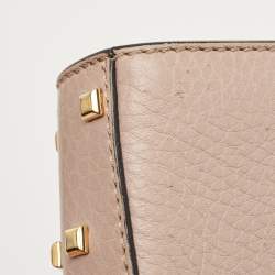 Valentino Beige Leather My Rockstud Top Handle Bag