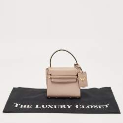 Valentino Beige Leather My Rockstud Top Handle Bag