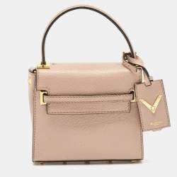 Valentino Beige Leather My Rockstud Top Handle Bag