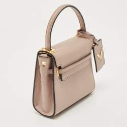 Valentino Beige Leather My Rockstud Top Handle Bag