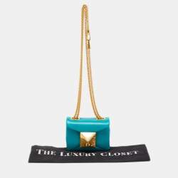 Valentino Teal Blue Leather Micro One Stud Crossbody Bag