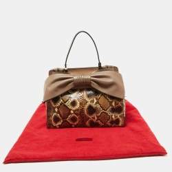 Pre Owned Valentino Beige Python and Leather Aphrodite Bow Bag