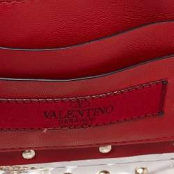 Pre Owned Valentino Clear/Red PVC Medium Rockstud Spike Top Handle Bag