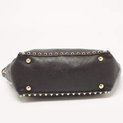 Pre Owned Valentino Black Leather Small Rockstud Trapeze Tote