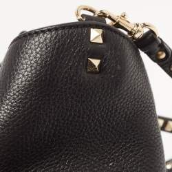 Pre Owned Valentino Black Leather Small Rockstud Trapeze Tote