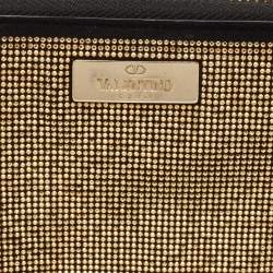 Pre Owned Valentino Black Suede and Studded Embellished Zip Around Continental Wallet