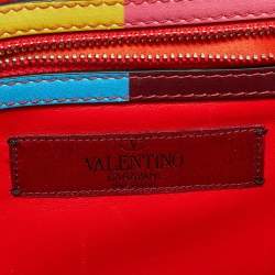 Pre Owned Valentino Multicolor Leather Medium Rockstud Glam Lock Flap Bag
