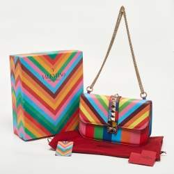 Pre Owned Valentino Multicolor Leather Medium Rockstud Glam Lock Flap Bag