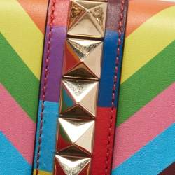 Pre Owned Valentino Multicolor Leather Medium Rockstud Glam Lock Flap Bag