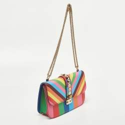 Pre Owned Valentino Multicolor Leather Medium Rockstud Glam Lock Flap Bag