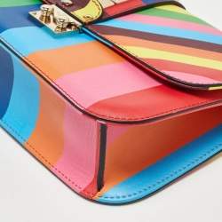 Pre Owned Valentino Multicolor Leather Medium Rockstud Glam Lock Flap Bag