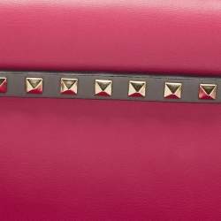 Pre Owned Valentino Multicolor Leather Rockstud Flap Wristlet Clutch