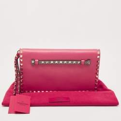 Pre Owned Valentino Multicolor Leather Rockstud Flap Wristlet Clutch