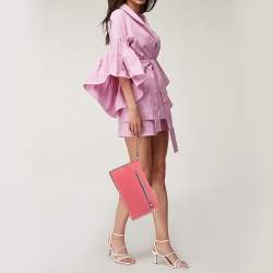 Pre Owned Valentino Multicolor Leather Rockstud Flap Wristlet Clutch