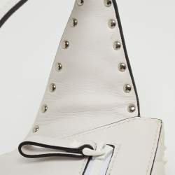 Pre Owned Valentino White Leather Rockstud Spike Belt Bag