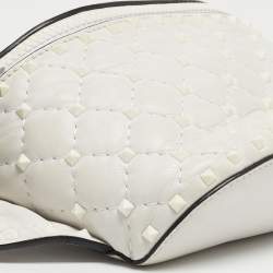 Pre Owned Valentino White Leather Rockstud Spike Belt Bag