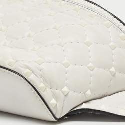 Pre Owned Valentino White Leather Rockstud Spike Belt Bag