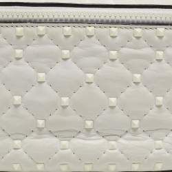 Pre Owned Valentino White Leather Rockstud Spike Belt Bag