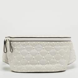Pre Owned Valentino White Leather Rockstud Spike Belt Bag